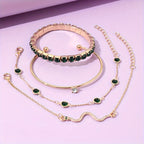 Four-Piece Green Rhinestone Jewellery Set