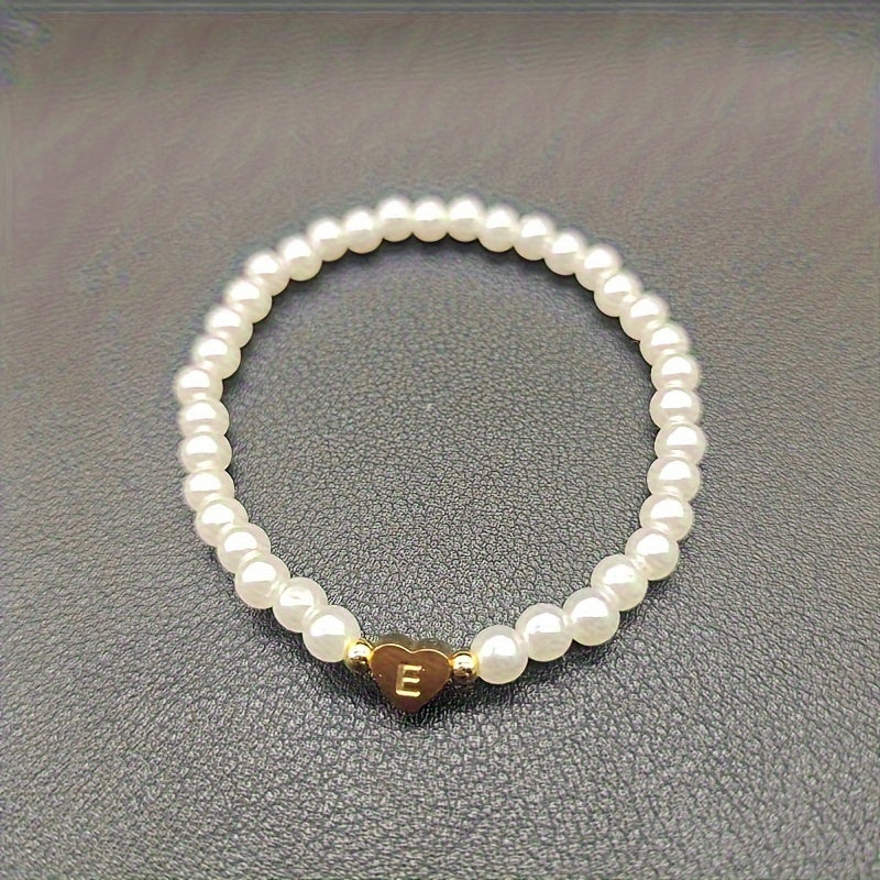 Armband met hart en initiaal van A tot Z