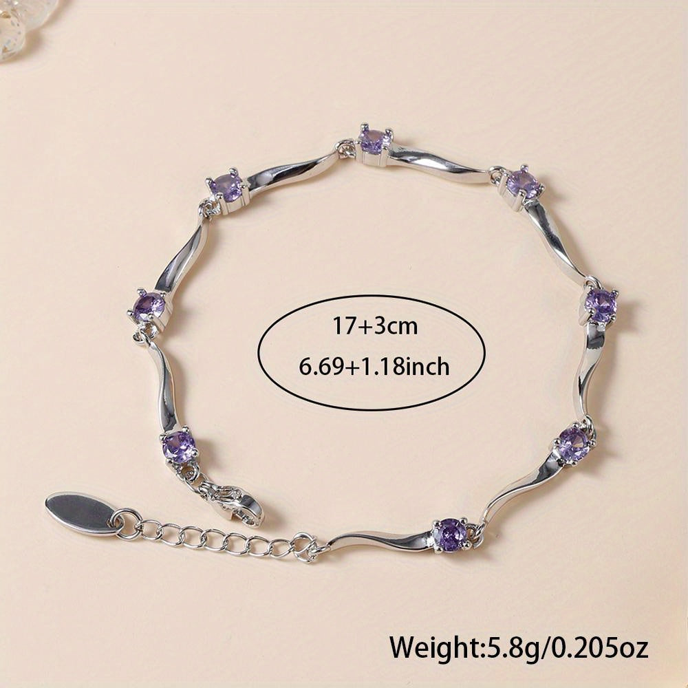 Wavy Purple Synthetic Zirconia Bracelet