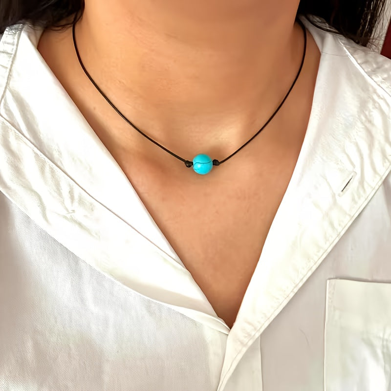 Adjustable Bohemian Turquoise Stone Bead Necklace