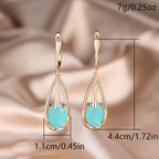 Gold-Plated Teardrop Zirconia Long Pendant Earrings