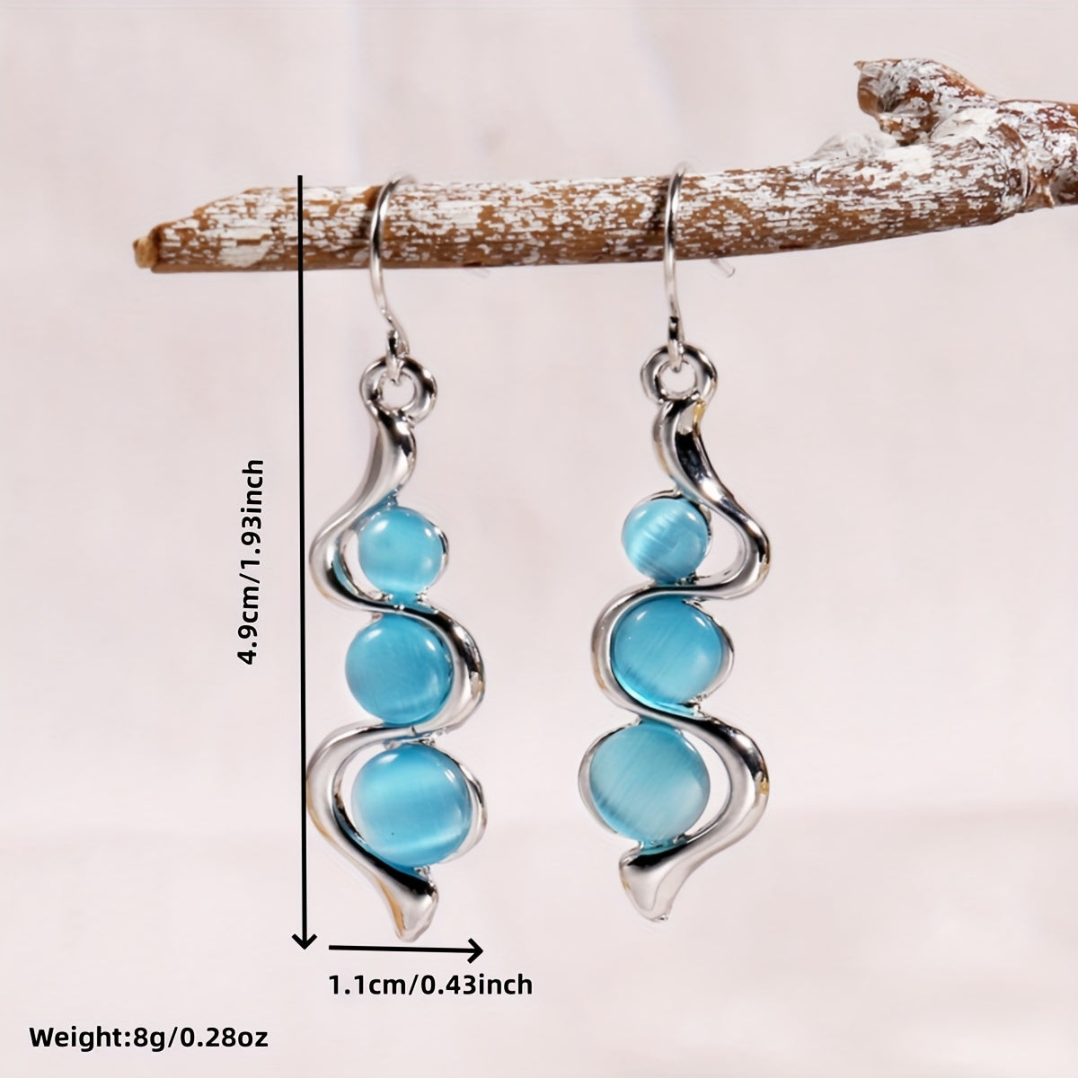 Moonstone Silver-Plated Spiral Drop Earrings