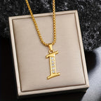 Crystal Accent Initial Necklace in Gold Tone