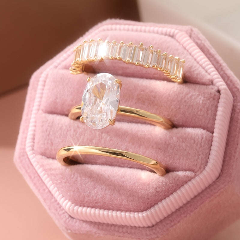 Vintage Sparkling Zirconia Stacked Ring Set