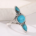 Bohemian Oval Turquoise Inlaid Drop Ring