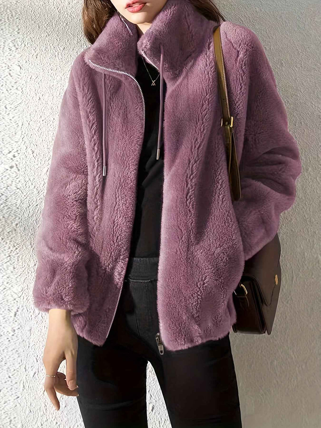 Zip-Front Jacket with a Relaxed Shape and Soft Warm Lining