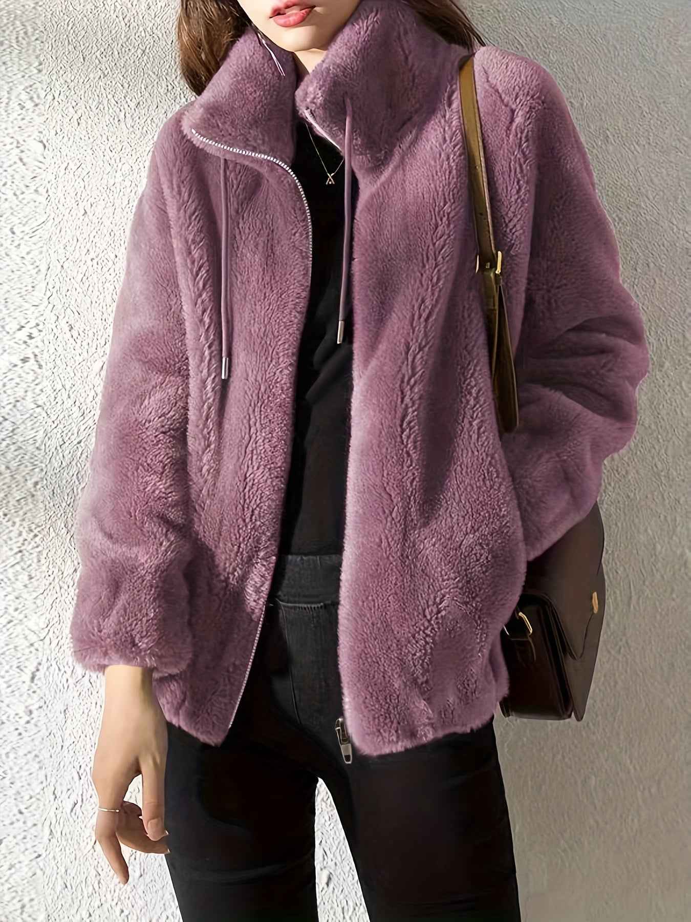 Zip-Front Jacket with a Relaxed Shape and Soft Warm Lining