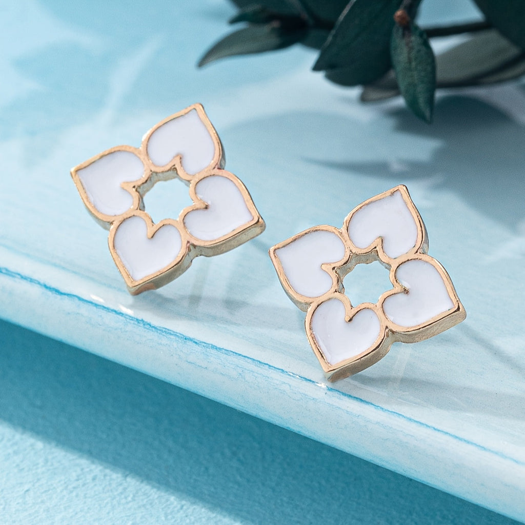 Enamel Heart Stud Earrings in Four Colours