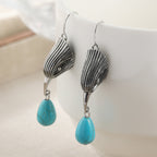 Vintage Silver-Tone Irregular Turquoise Drop Earrings