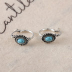 Turquoise Crest Hoop Earrings in White Gold Tone