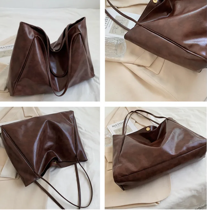 Glanzende retro draagtas met grote inhoud