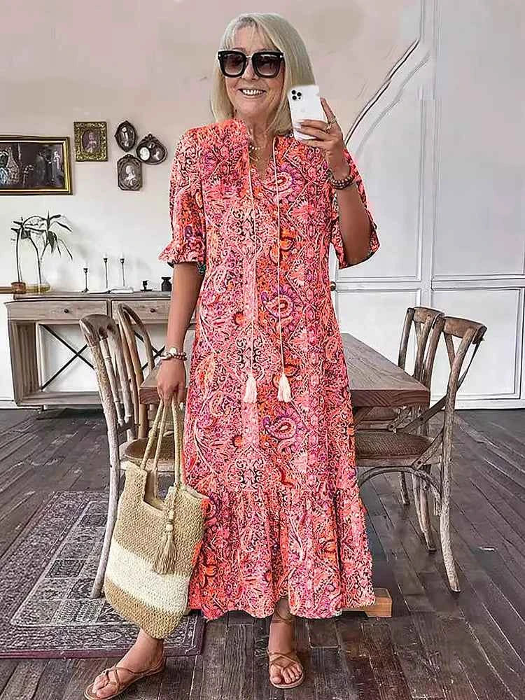 Two Piece Set with Matching Top and Flowing Maxi Skirt