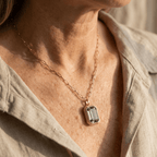 Pale Green Stone Pendant on Paperclip Chain