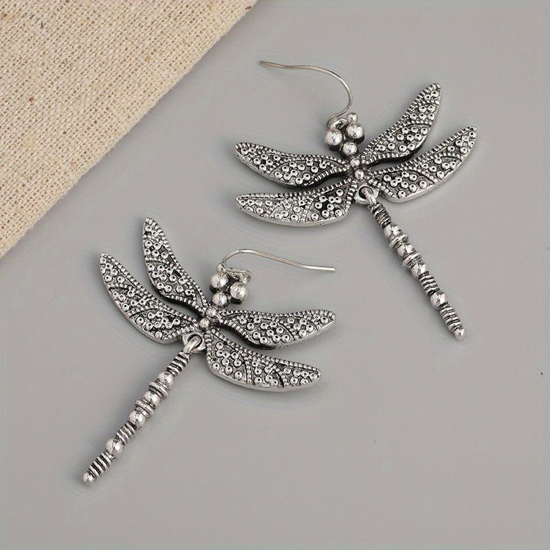 Vintage-Style Dragonfly Drop Earrings