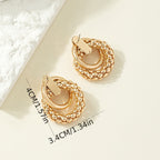 Circle Geometric Earrings in Gold Tone