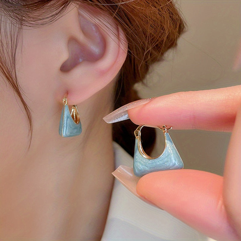 Retro Handbag Enamel Hoop Earrings