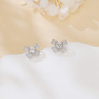 925 Sterling Silver Floral Moissanite Earrings with Round Centre Stone