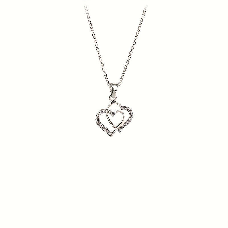Irregular Double Heart Pendant Lariat Necklace