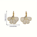 Four-Petal Flower Enamel Drop Earrings