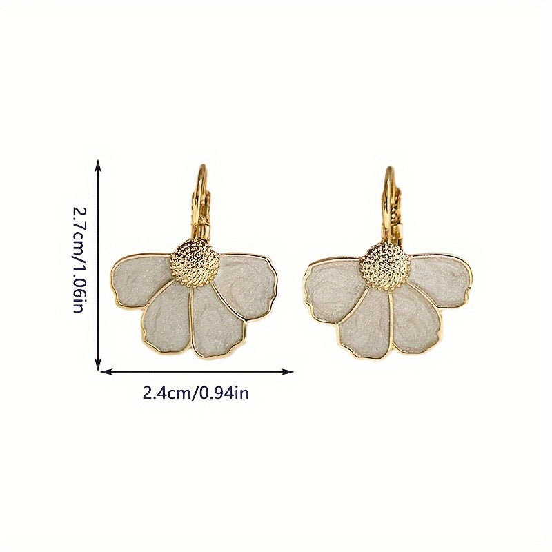Four-Petal Flower Enamel Drop Earrings