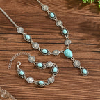 Bohemian Turquoise Floral Necklace and Bracelet Set