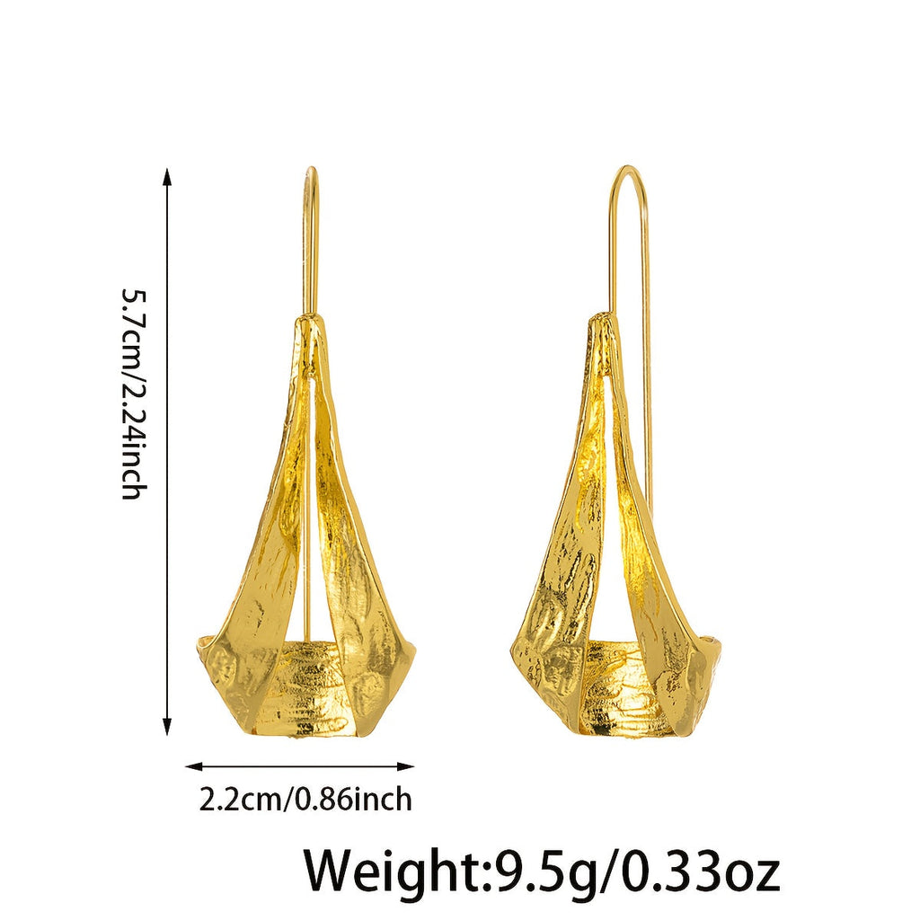 Vintage Hollow Geometric Hammered Pendant Earrings