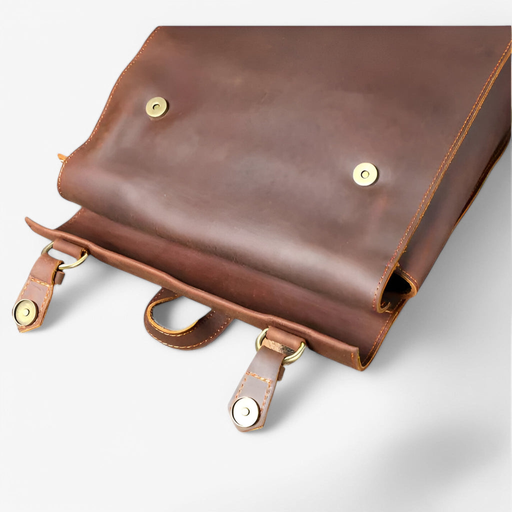 Men's Luxury Full-Grain Leather Laptop Backpack