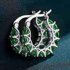 Zirconia Inlaid Circular Hoop Earrings