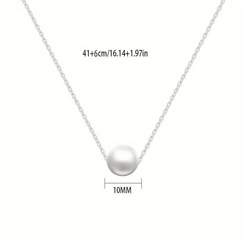 Witgoudkleurige ketting met witte imitatieparel als hanger