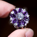 Purple Zirconia Flower Ring
