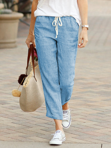 Drawstring Trousers in Linen