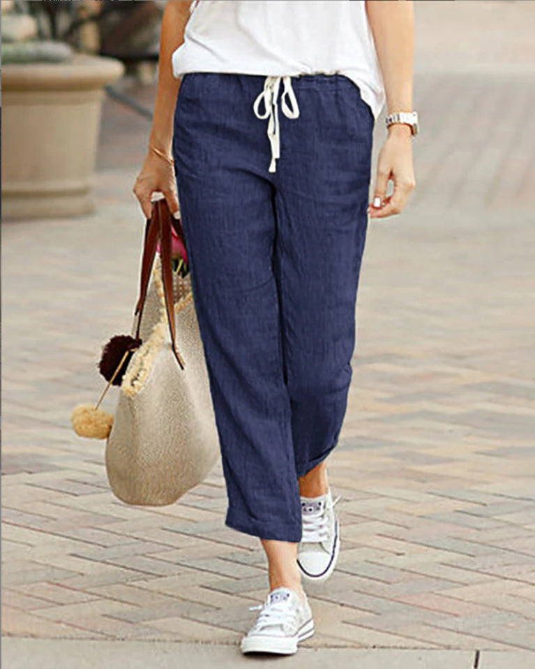 Drawstring Trousers in Linen