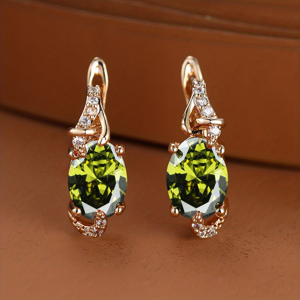 Round and Oval-Cut Stone Drop Earrings