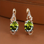 Round and Oval-Cut Stone Drop Earrings
