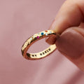 Slim Gold-Tone Ring with Engraved Band and Tiny Crystals