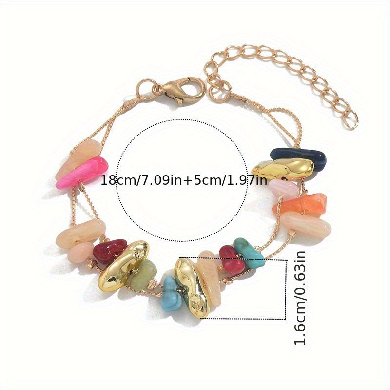 Boho Multicolour Beaded Charm Bracelet