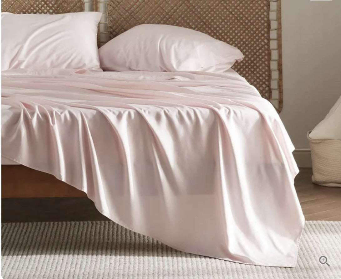 Bamboo Bed Sheet Set – 4-Piece Soft Fitted Sheet & Pillowcase Bedding