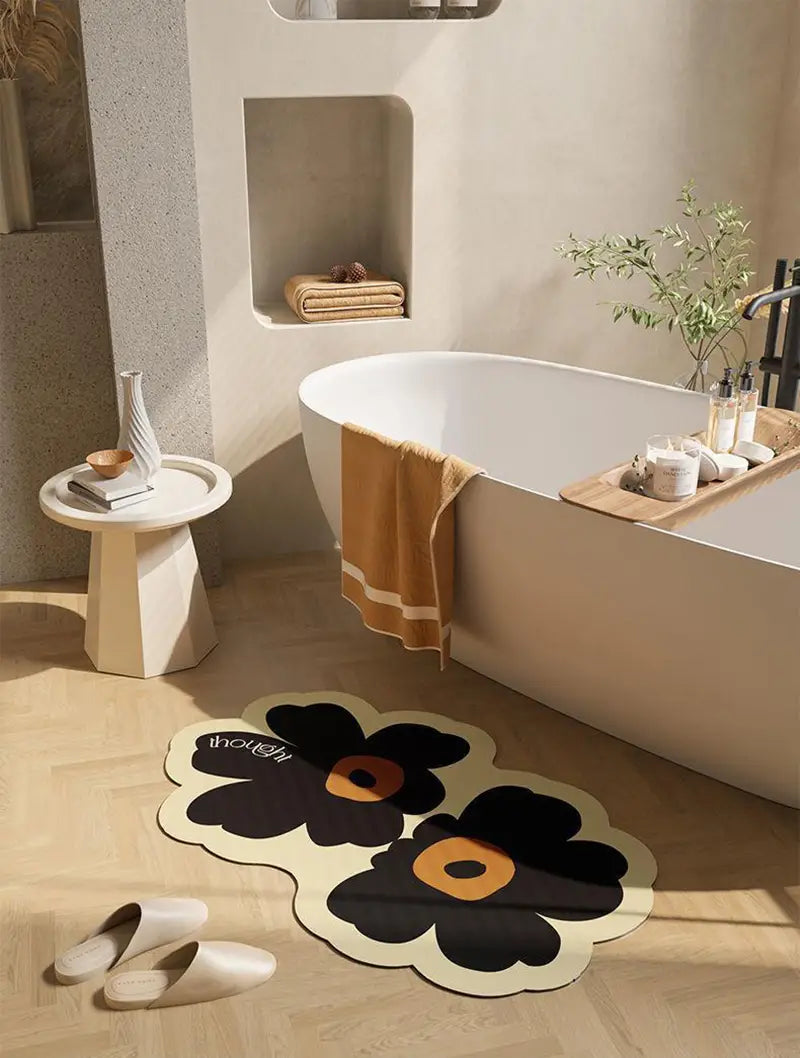 Flower Shaped Diatom Mud Floor Mat – Moisture Absorbent, Non-Slip, Indoor