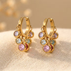 Colourful Cubic Zirconia Gold-Tone Hoop Earrings