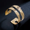 Vintage-Style Hammered Wide Cuff Bangle