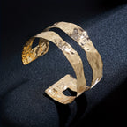 Vintage-Style Hammered Wide Cuff Bangle