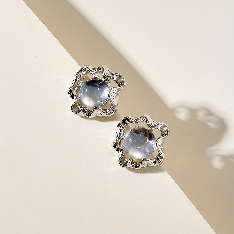 Silver-Tone Moonstone Earrings