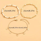 Three-Piece Layered Gold-Tone Anklet Set