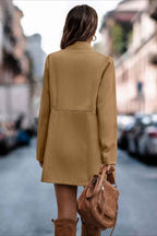 Longline Cotton Coat with a Stand Collar and Slim Cut