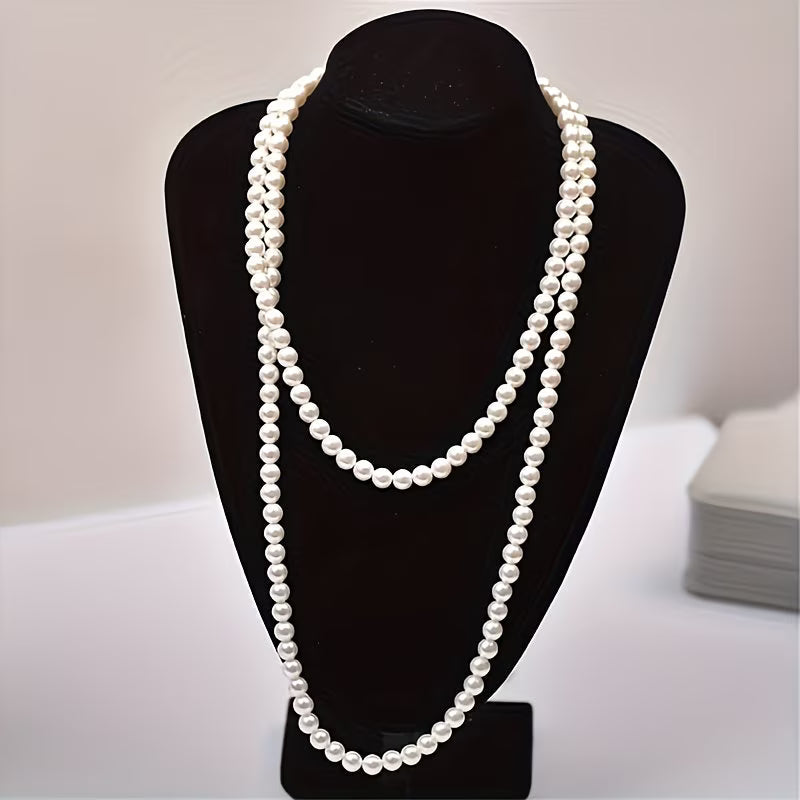 Long Double-Strand Pearl Necklace