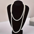 Long Double-Strand Pearl Necklace