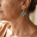 Teal Glass Floral Drop Earrings