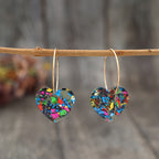 Vintage Resin Glitter Heart Pendant Earrings