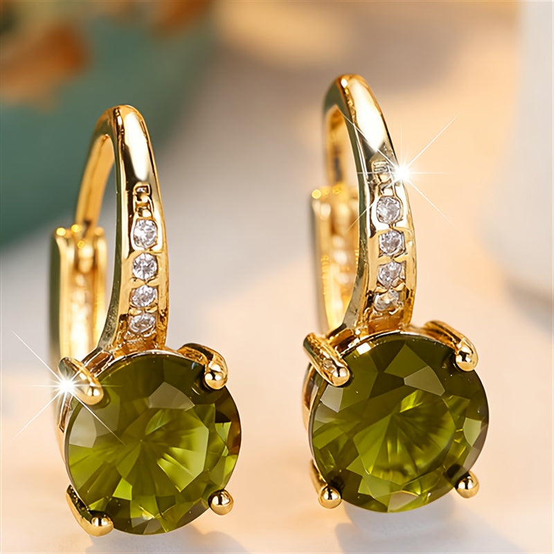 Vintage Bohemian Green Cubic Zirconia Claw-Set Earrings