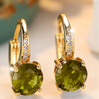 Vintage Bohemian Green Cubic Zirconia Claw-Set Earrings